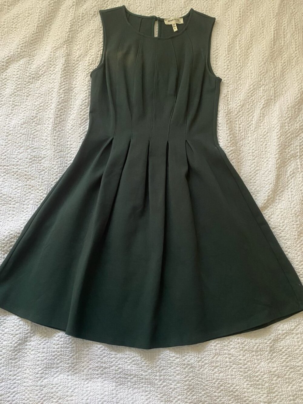 Monteau Dark Green Sleeveless Pleated Fit & Flare Dress - Size S